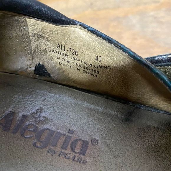 Alegria Rainbow Clog Shoes Leather Snakeskin Multicolor Loafer Sz EU 40 / US 9 - Picture 10 of 11